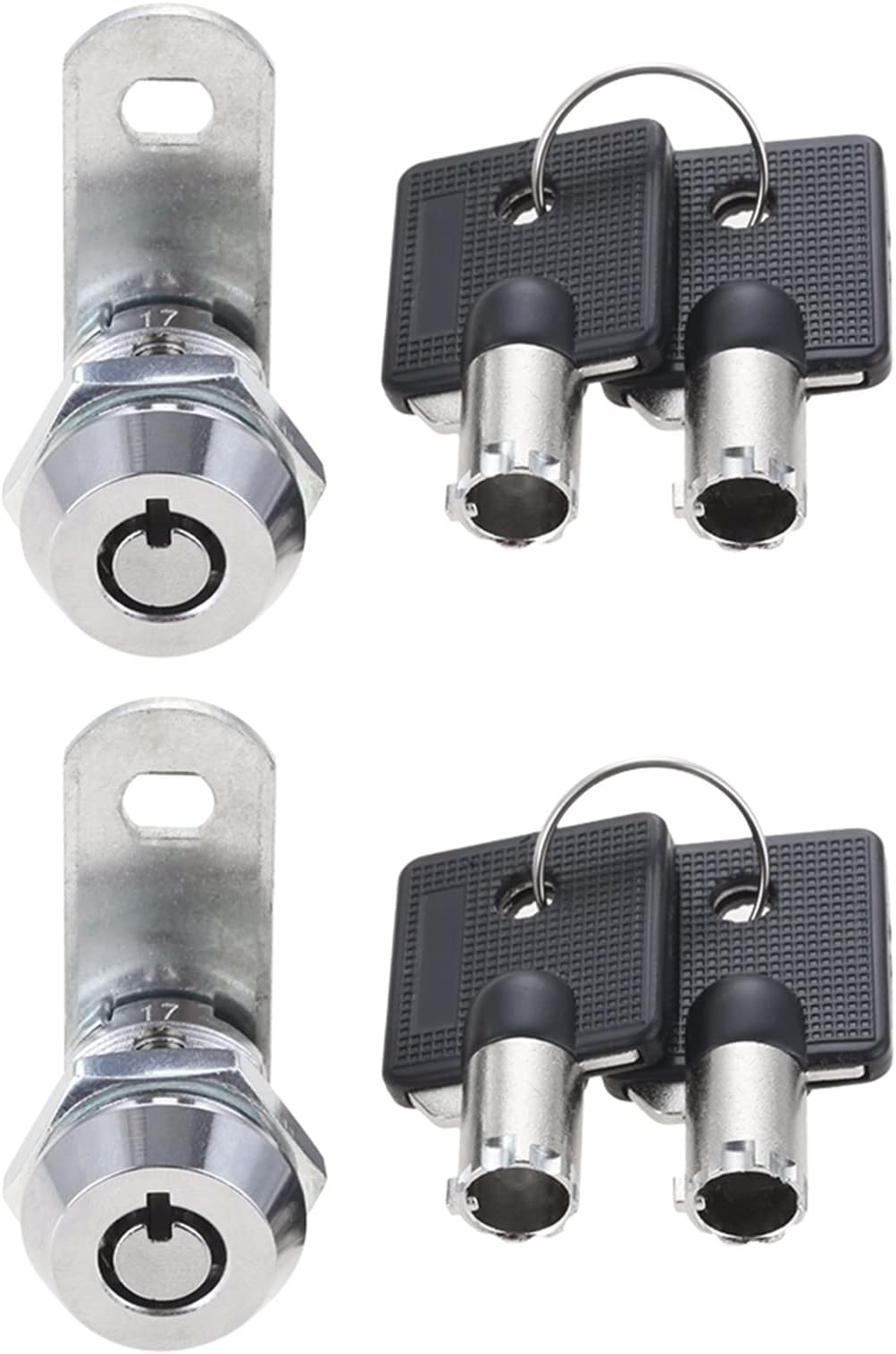 DRELD 2 Pack Tubular Cam Locks, 5/8 Inch Cylinder Safe Lock with 4 Keys, Security Locks for 0.5" Thickness Mailbox, Drawer, Cabinets, RV, Vending Machines, Electronic Boxes, ATM (17mm, Keyed Alike)
