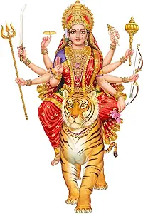 Rangoli Vinyl Religious Wall Sticker Multicolour Vinyl Medium Size 40cm or 50 cm Pack of 1 Sticker, Standard (Ma Durga Modern Art 148)