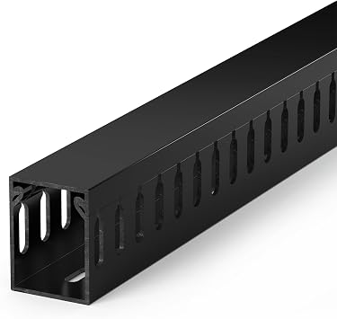 1.6"H x 1.2"W Cable Raceway, 6ft Under Desk Wire Management Channel, Black | Slotted Wire Duct, 2 Pack 3 ft Each, Heavy-Duty PVC Cable Management for Server Racks, Network Cables & Electrical Cabinets
