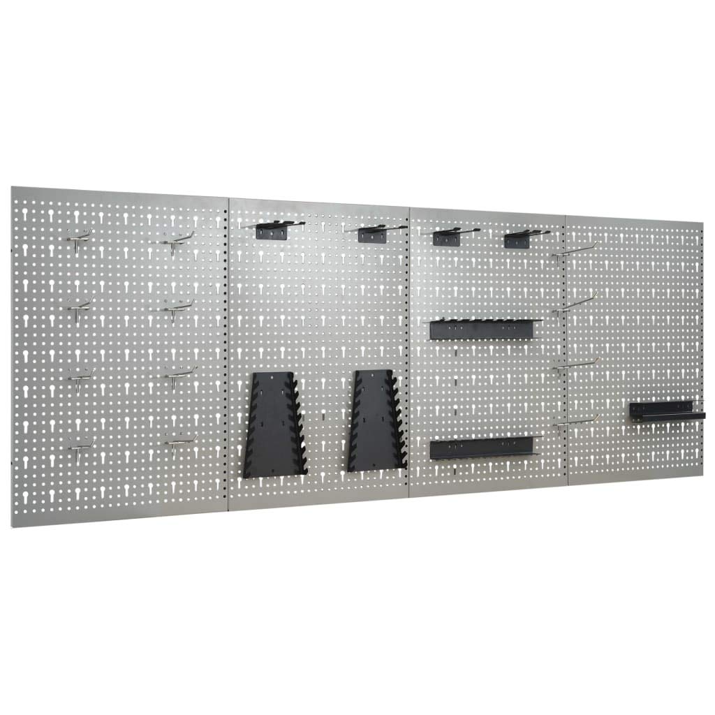 Unfade MemoryPegboard Organizer Unit, Garage Storage Panels, Wall-Mounted Steel Horizontal Toolboard 4 pcs 15.7"x22.8"