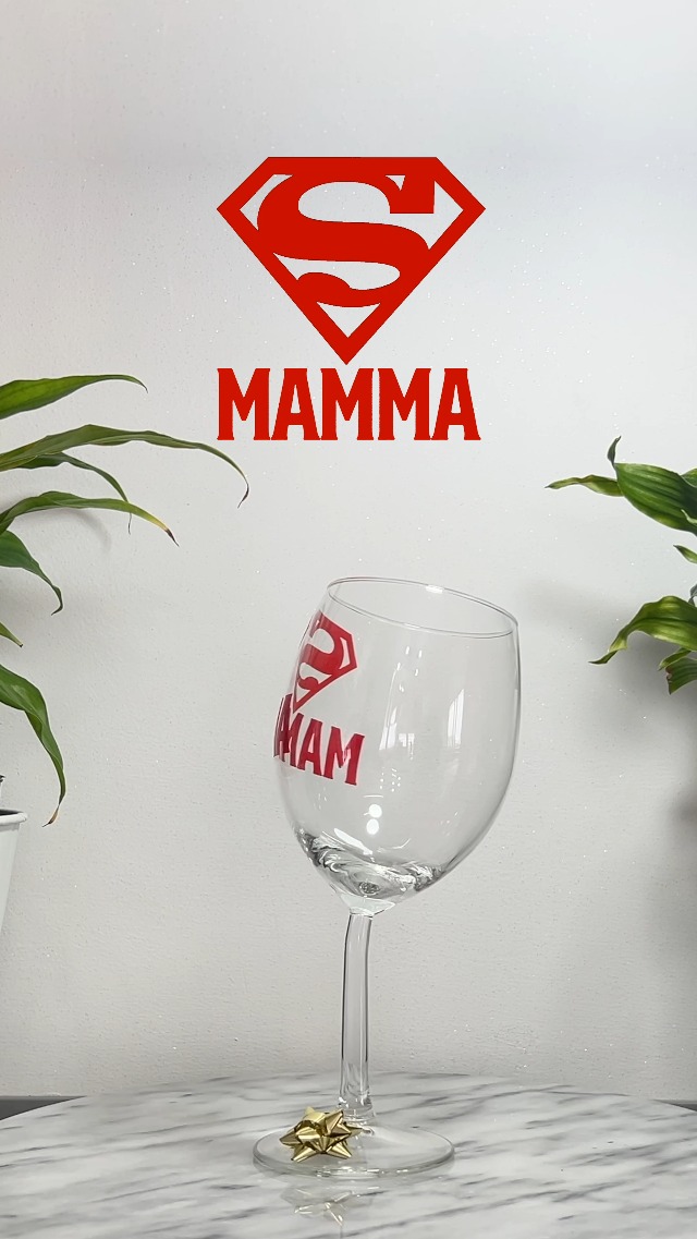 JUWNMANT Stampato con il miglior regalo per la festa della mamma – Bicchiere da vino senza stelo, regalo di compleanno di Natale da figlio e figlia a