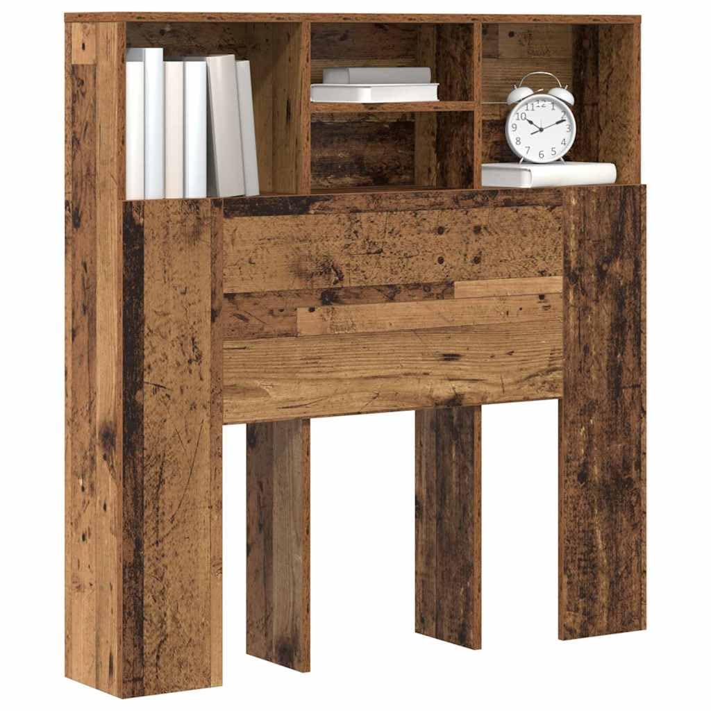 vidaXL Headboard Cabinet Old Wood 100 x 19 x 103.5 cm Engineered Wood, Modern Bedroom Storage, Space-Saving Headboard, Engineered Wood Bed Frame, Minimalist Design for Efficient Organization