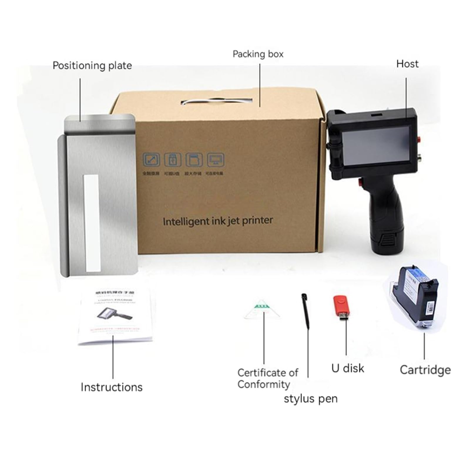 Stampante a getto d'inchiostro portatile, multilingue Stampante a getto d'inchiostro portatile Piccolo codificatore Data di produzione Logo Touch Screen a intelligente(A)