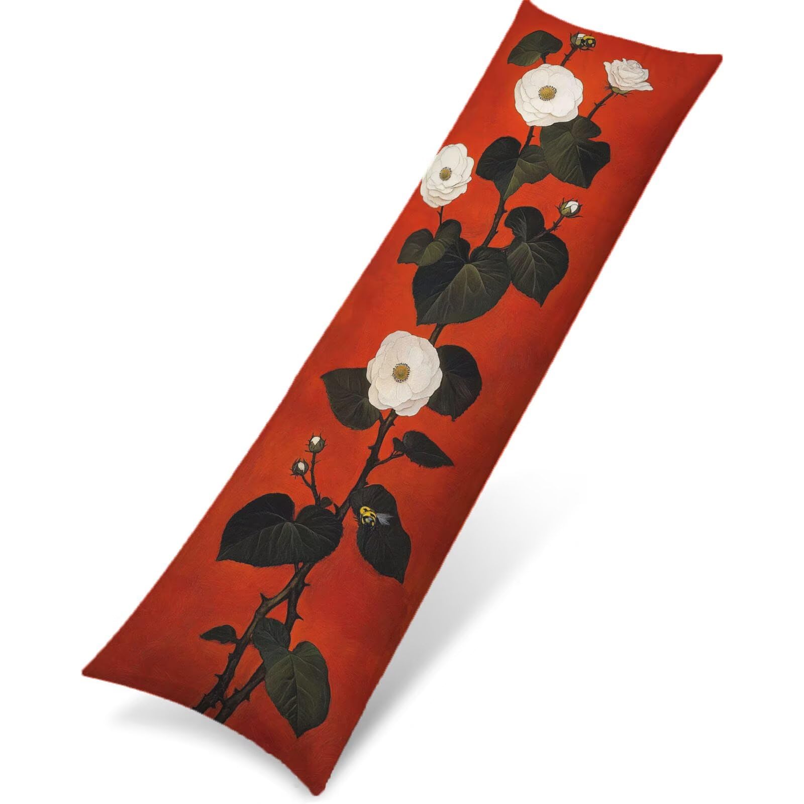 Poszewka na poduszkę 60 x 180 cm, dla osób śpiących na boku, zielona, czerwona, super miękka, dwustronna, długa poduszka z niewidocznym zamkiem błyskawicznym, do sypialni, na sofę, łóżko, w0-1997