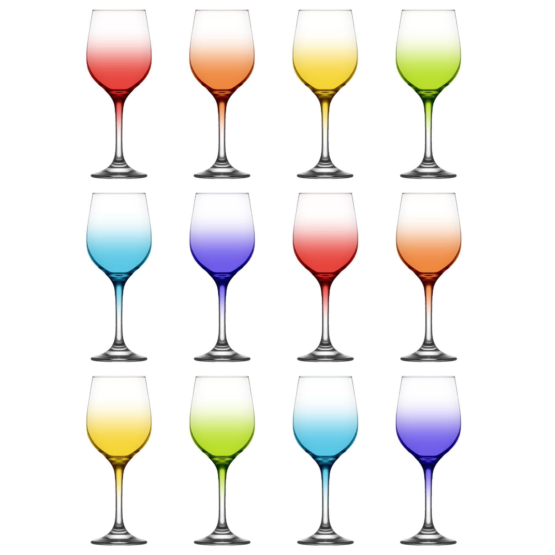 LAV 395ml Fame Verres à Vin - Couleurs Complètes - 12x Lavable au Lave-Vaisselle Verre Mariage Noël Anniversaire Fête Boire Verrerie Gobelet Cadeau