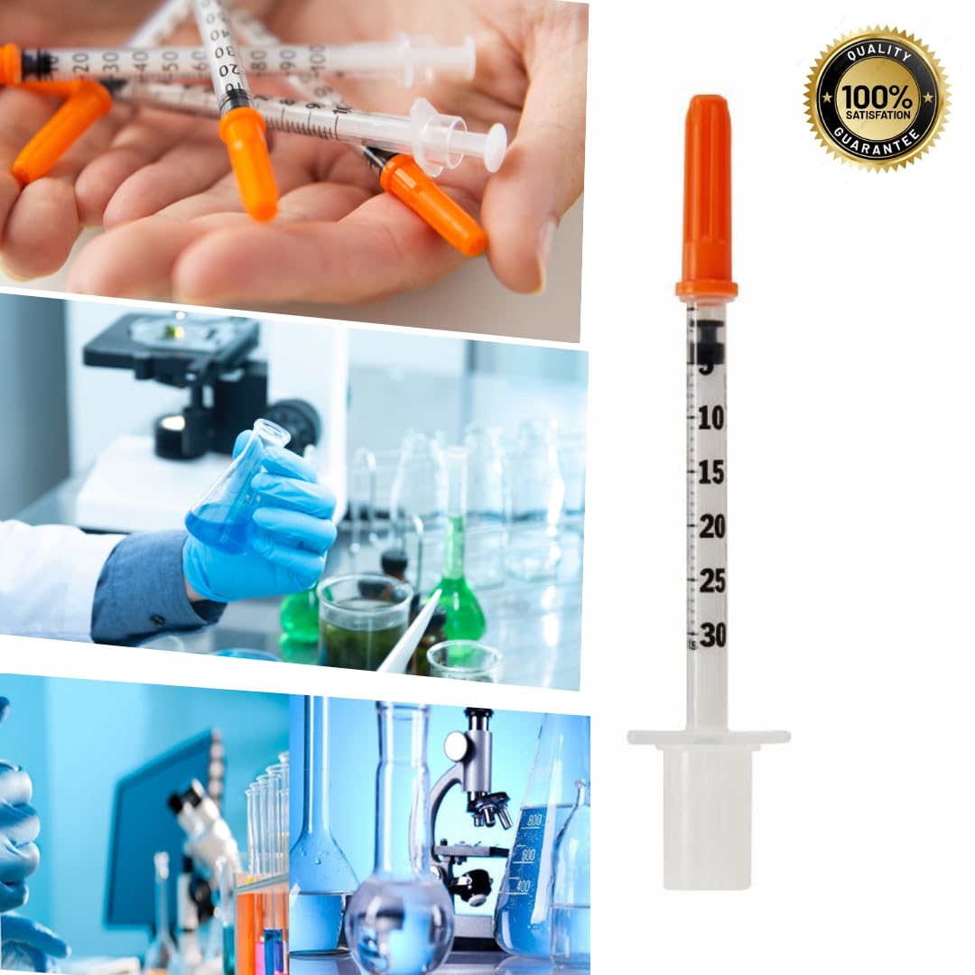 Confezione da 100 tubi in plastica da 0,3 ml/cc 29G 1/2 pollice (12,7 mm), strumenti multiuso per misurazione e dosaggio, confezionati singolarmente