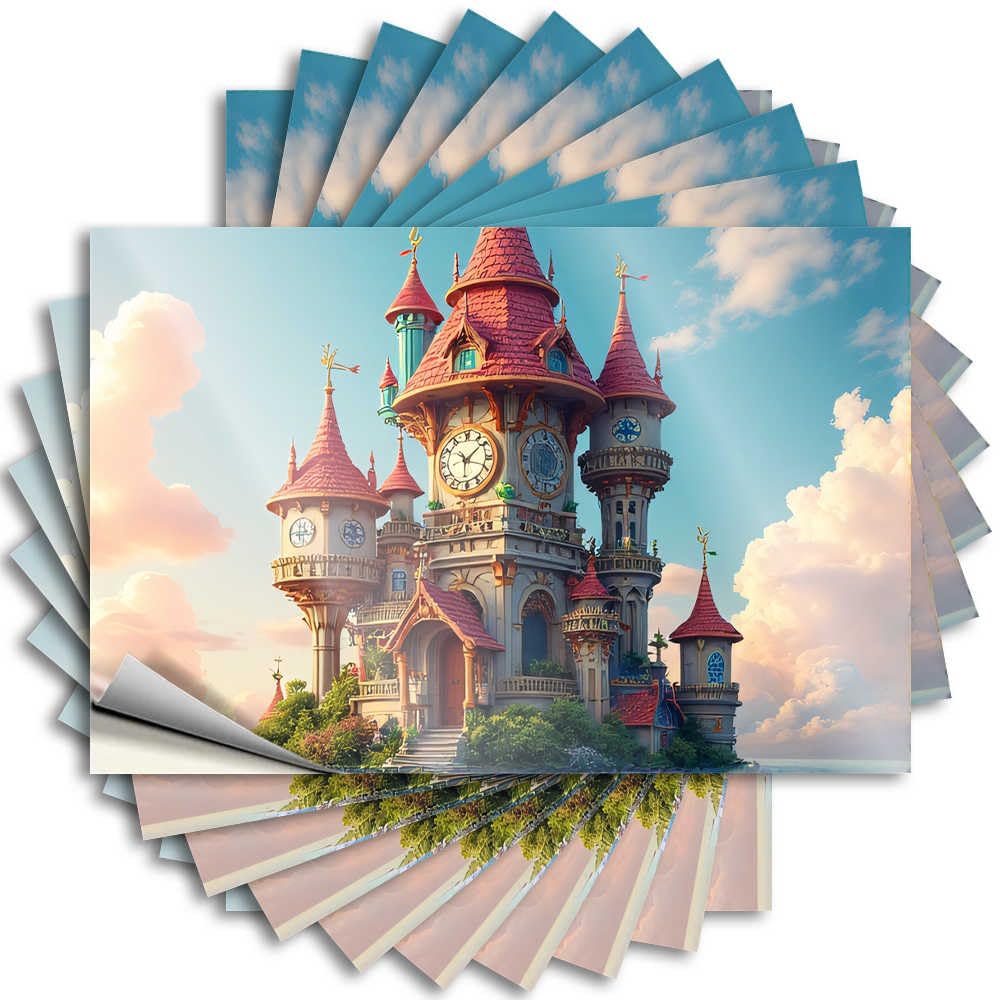 Fzfn Boys Colour Fantasy Castle In The Sky Positive House Stuff - Funny Sticker Case Removable Vinyl Decal(8X12cm)