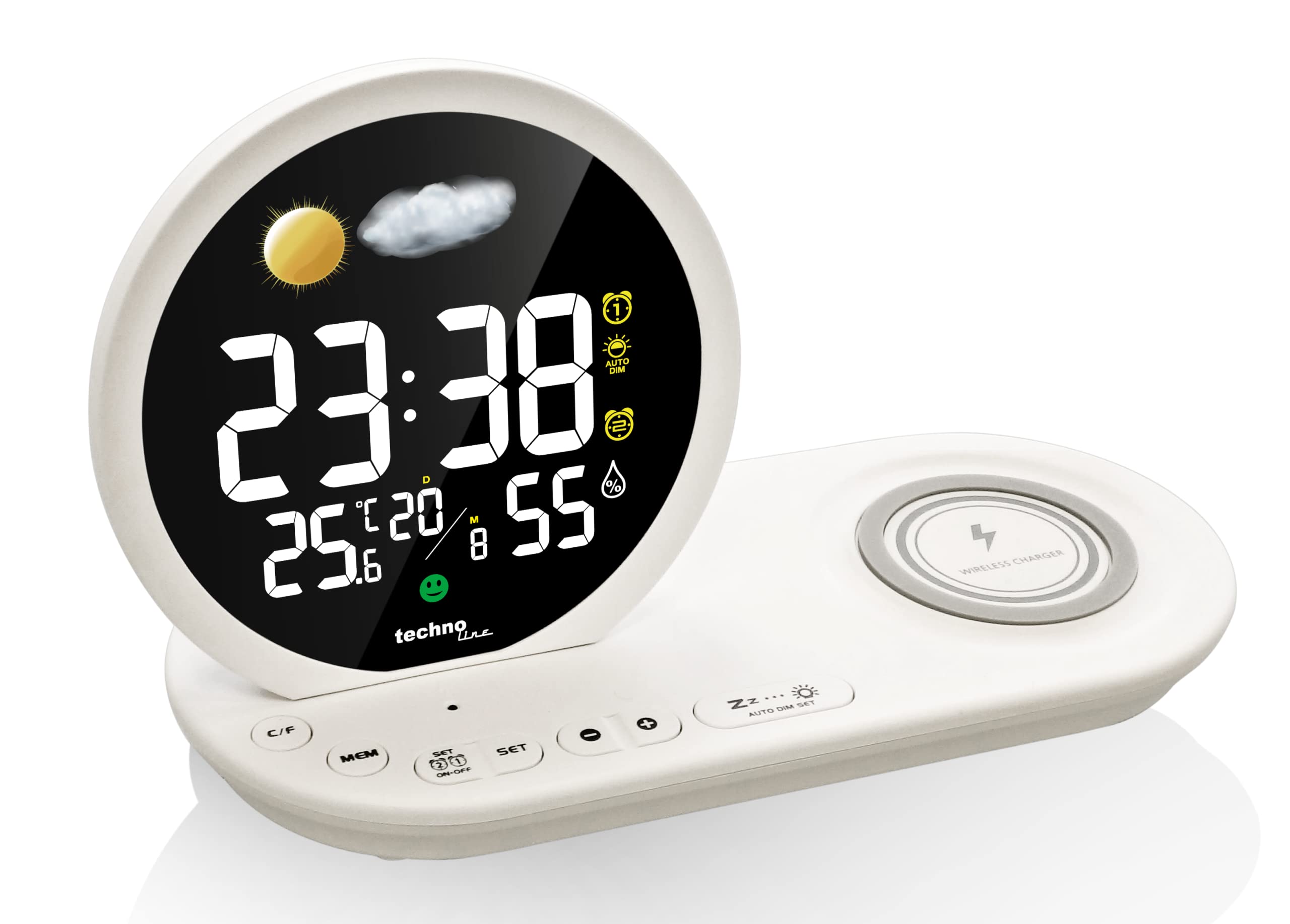 Technoline, WT427 - Despertador LED inalámbrico con Cargador USB
