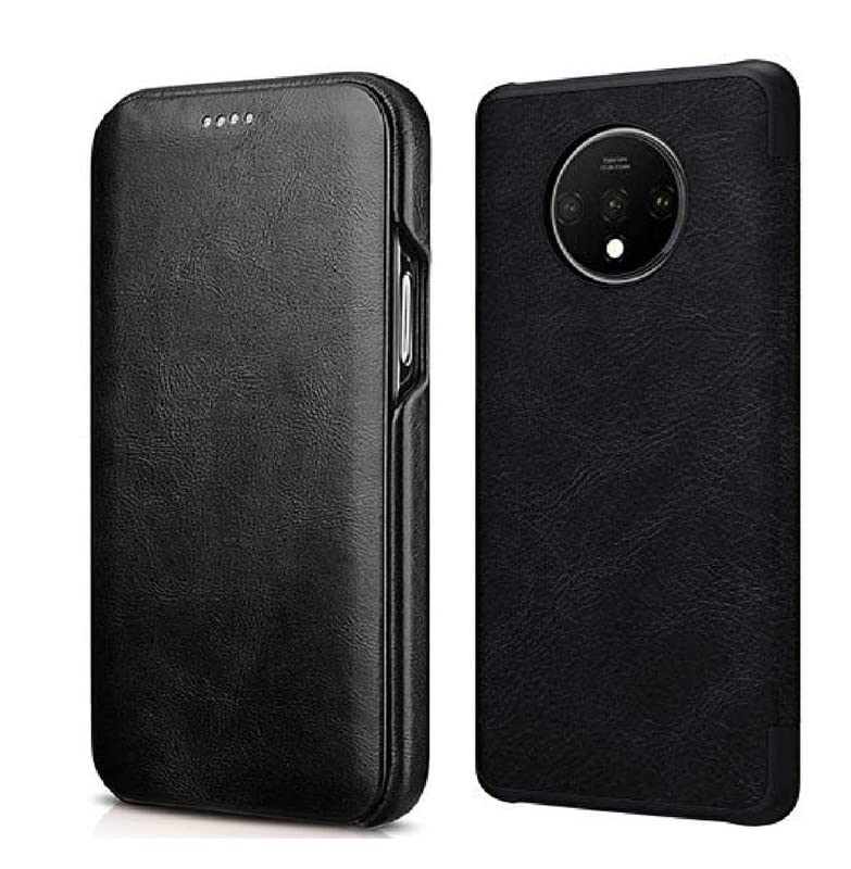 Image of WHITBULL Business Style Horizontal Magnetic Flip Leather Case Compatible with OnePlus 7T / One Plus 7T Black