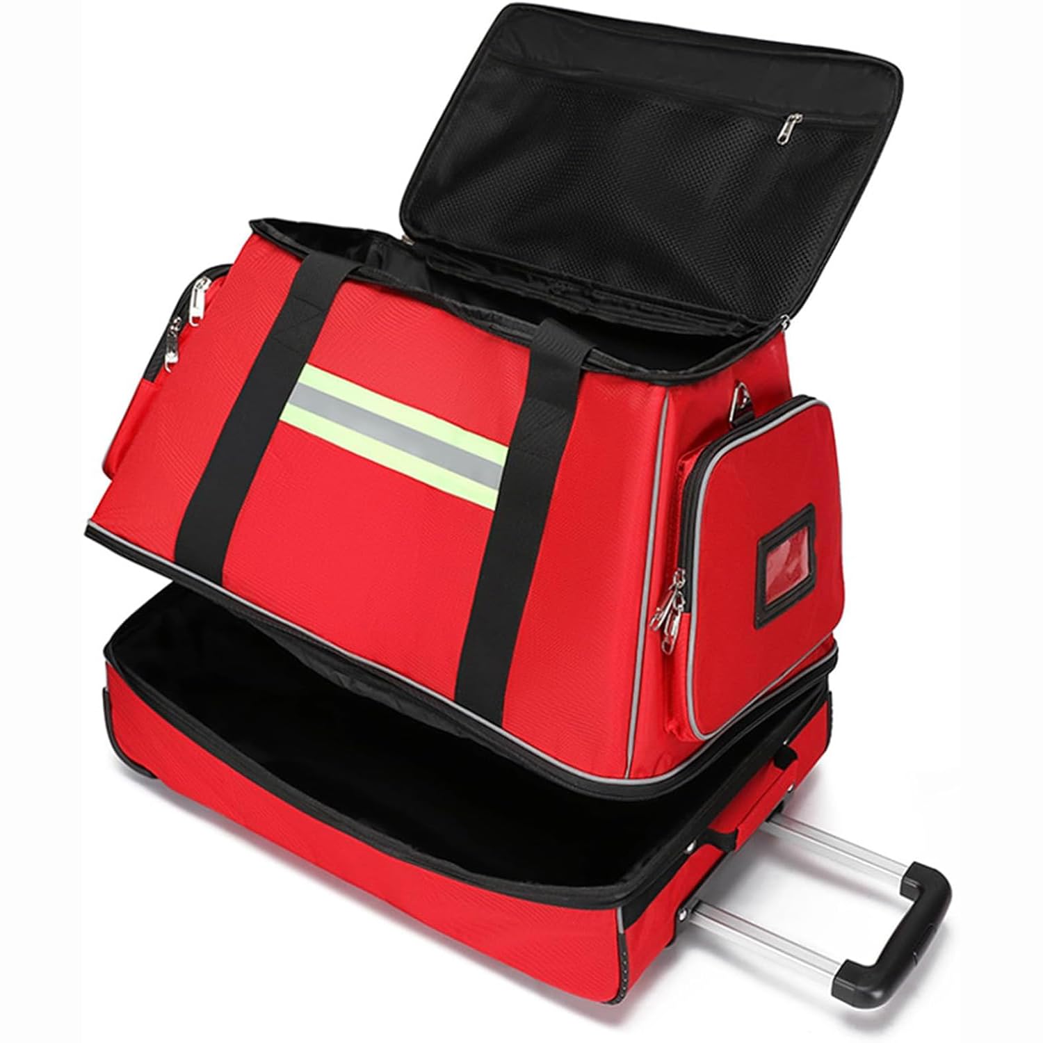 Bolsa portátil para botiquín de primeros auxilios con ruedas y divisores, bolsa impermeable de gran capacidad para emergencias, rescate al aire libre y senderismo