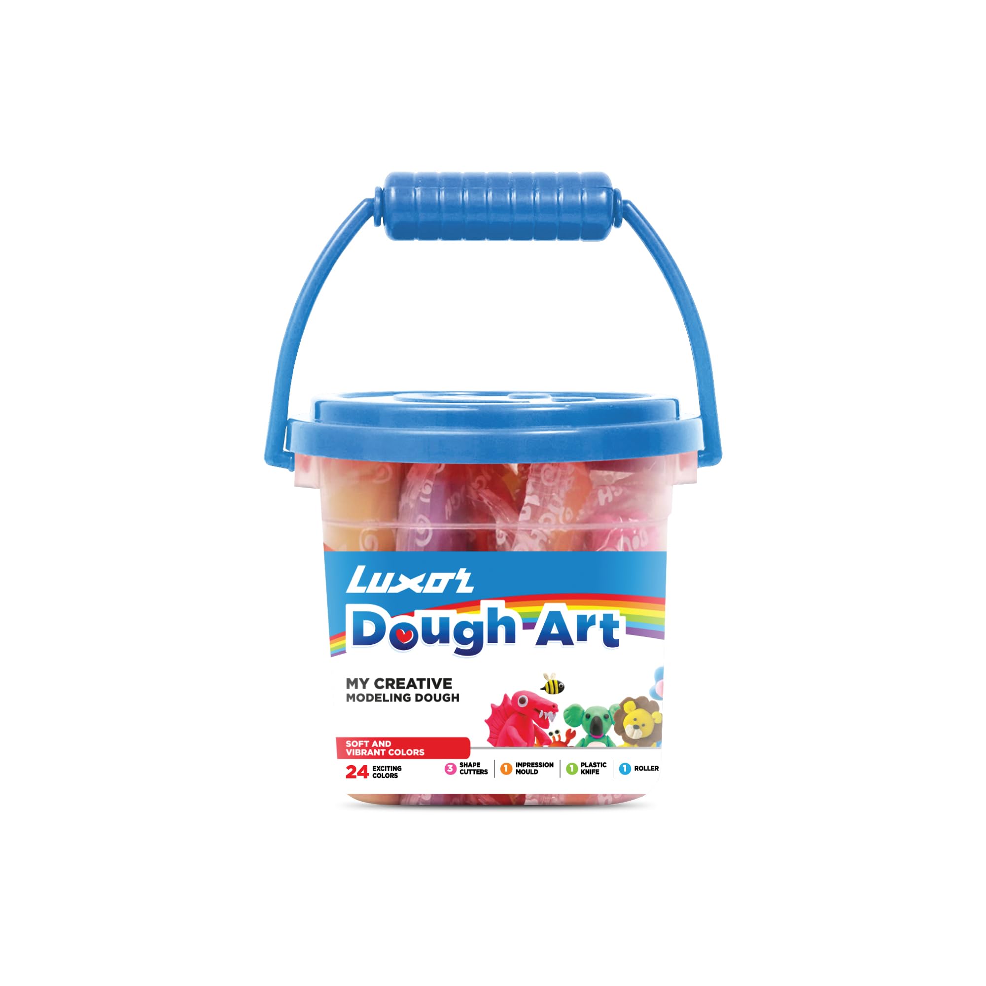 Luxor Doodles My Creative Modeling Dough Bucket| 24 Assorted colours Dough| 1 Roller, 1 Plastic Knife, 1 Impression Mould & 3 Shape Cutters | Ultimate Creative Fun For Kids (B0C7KQJVKQ) Amazon Price History, Amazon Price Tracker
