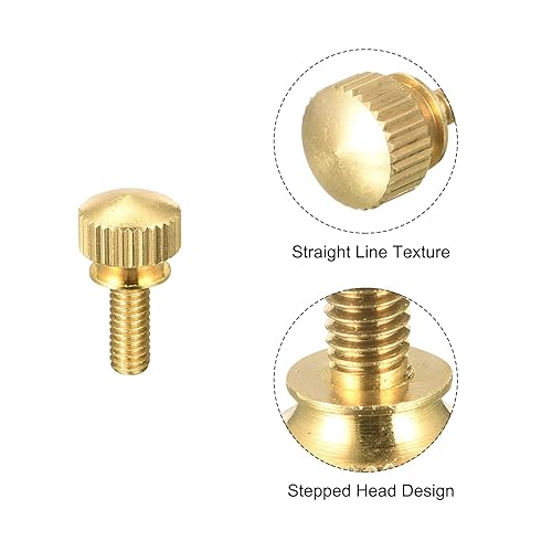 Miniatura 55 de uxcell 5 tornillos moleteados para el pulgar, pernos de hombro de latón M5 x 0.472 in, perillas de agarre escalonadas para PC, electrónicos