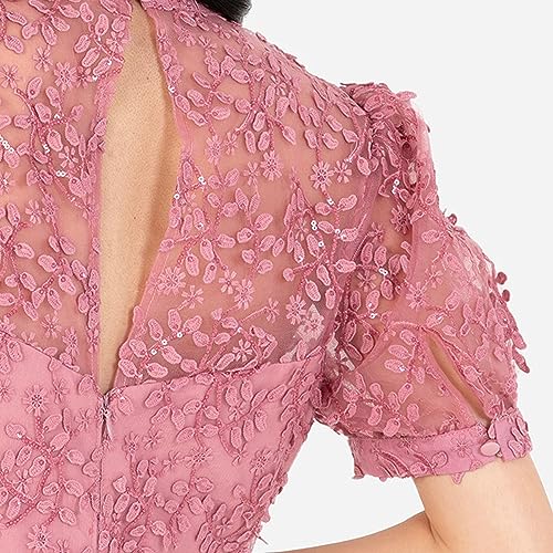 Robe cocktail Maya Deluxe brodée à sequins scintillants et col montant col de cygne