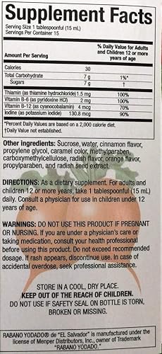 Rabano Yodado De"El Salvador" 8 oz. Suplemento dietético Paquete de 2
