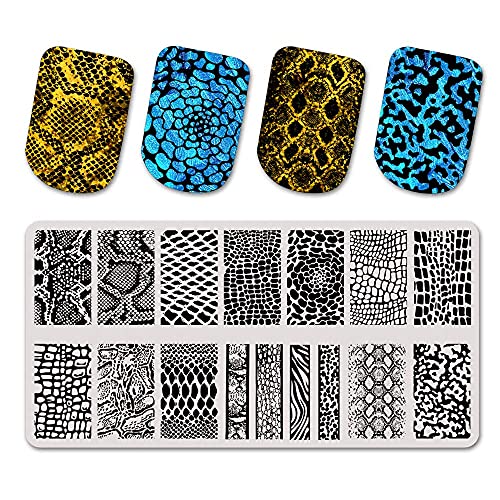 Square Leopard Nail Stamping Plates Animal Patterns Stencil Tools Stainless Steel Nail Art Stamp Design Nail Stamping Plates Tiger Zebra Stainless Steel Stencil Nail Art Stamp Template Texture #TOP1