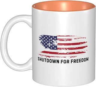 Shutdown For Freedom Cups 11 Oz Two Tone Tea Mug Orange Coffee Mug Orange