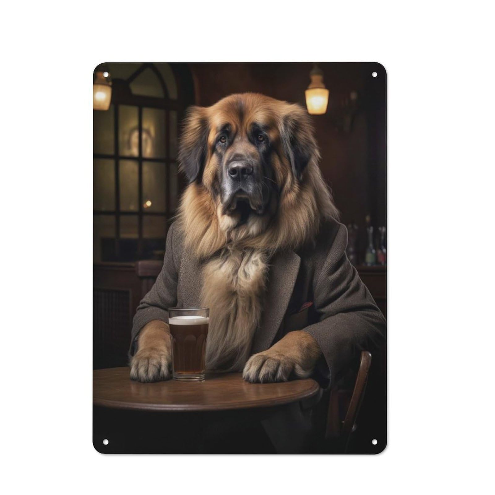 Junmoney Leonberger Dog In The Vintage Printed Metal Sign 40X30cm For Bar Or Restaurant, For Restaurant Interior Fans