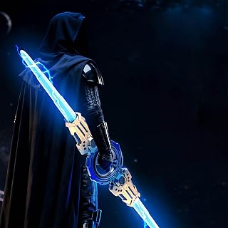 Retractable Light Up Sword for Kids, 1s Fast Deployment & 360° Rotation with 7-Color Eye-Friendly LED, Realistic Laser Sound Effects, Type-C Charging Toy Saber for Dueling & Role Play (Blue)