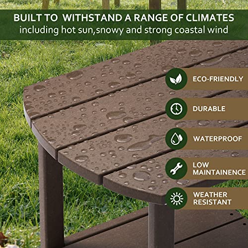TORVA Patio Adirondack Side Table, Outdoor End Tables All-Weather Resistant HDPE Humidity-Proof Long Time Use for Deck, Lawn,Garden, Porch, Backyard End Table（Brown Color）(2 Tier) by TORVA - Used condition - Image 3