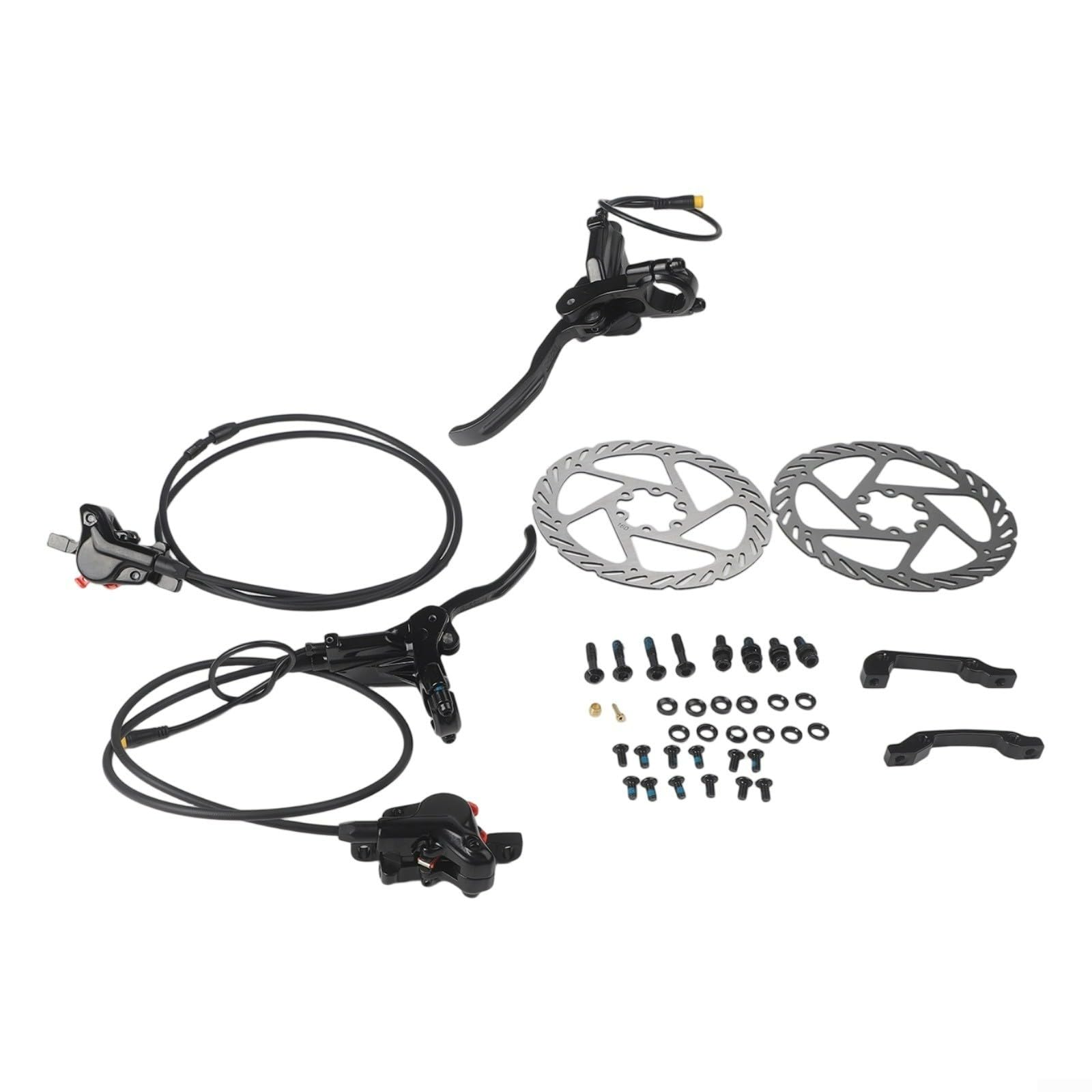 Kit de freno hidráulico de 3 pines,Para bicicletas eléctricas Freno Delantero Izquierdo 800 Mm Y Freno Trasero Derecho 1400 Mm Frenos De Disco De Metal Y Plástico