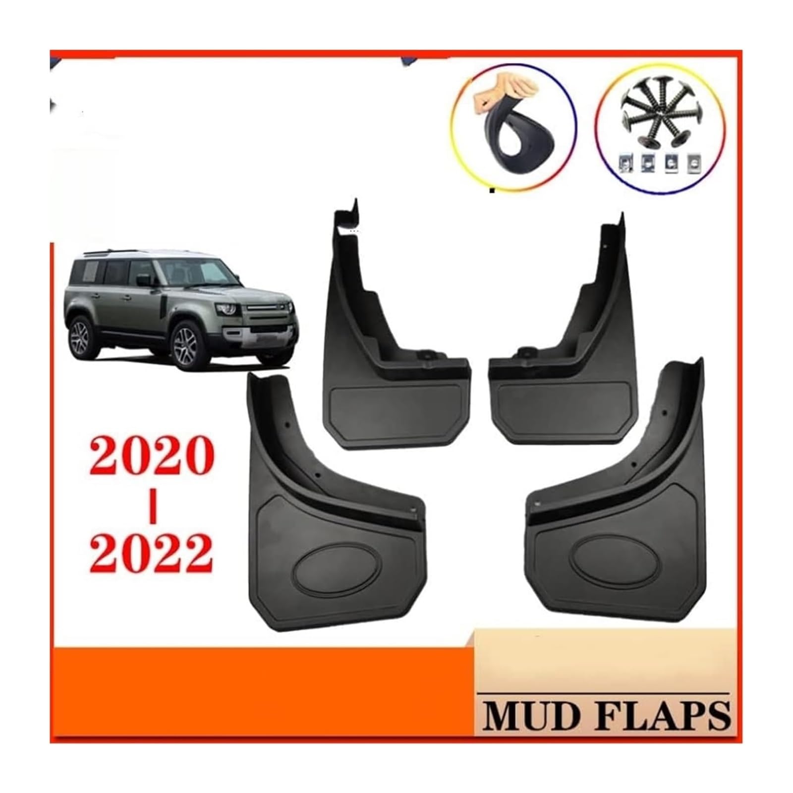 Pour Defender 90 110 2020 2021 2022 Garde-boue Avant Arrière 4 Pièces De Voiture Protection anti-éclaboussures