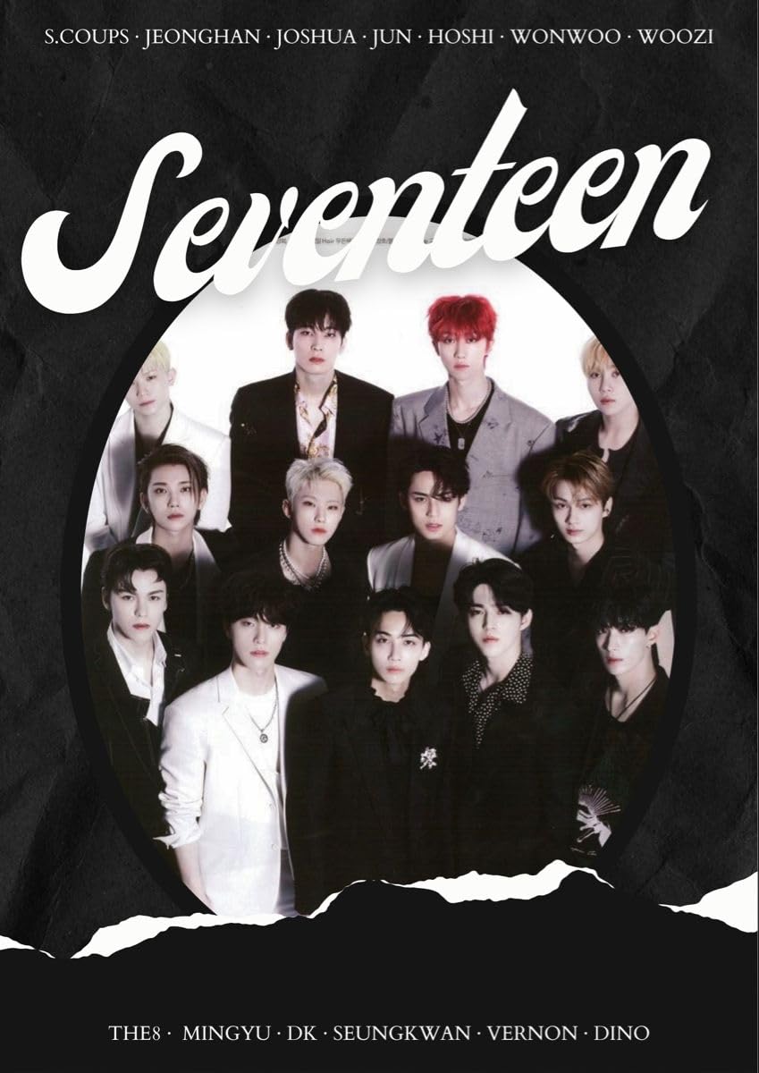 SEVENTEEN K-Pop Group Poster – Glossy A4 Size | Self-Adhesive