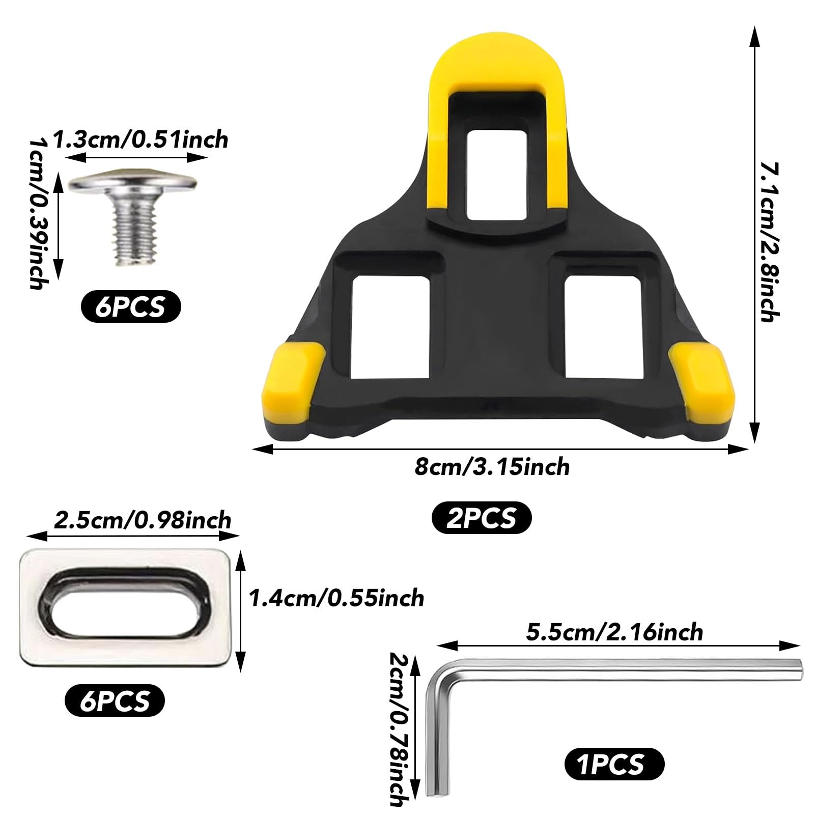 Tacchette Bici da Corsa, Compatibili con Pedali Shimano SPD-SL SH11/SH12/SH10 Attacchi Scarpe Bicicletta Antiscivolo Tacchetti Sostitutive Cleats per Indoor Outdoor Ciclismo Corsa Bike