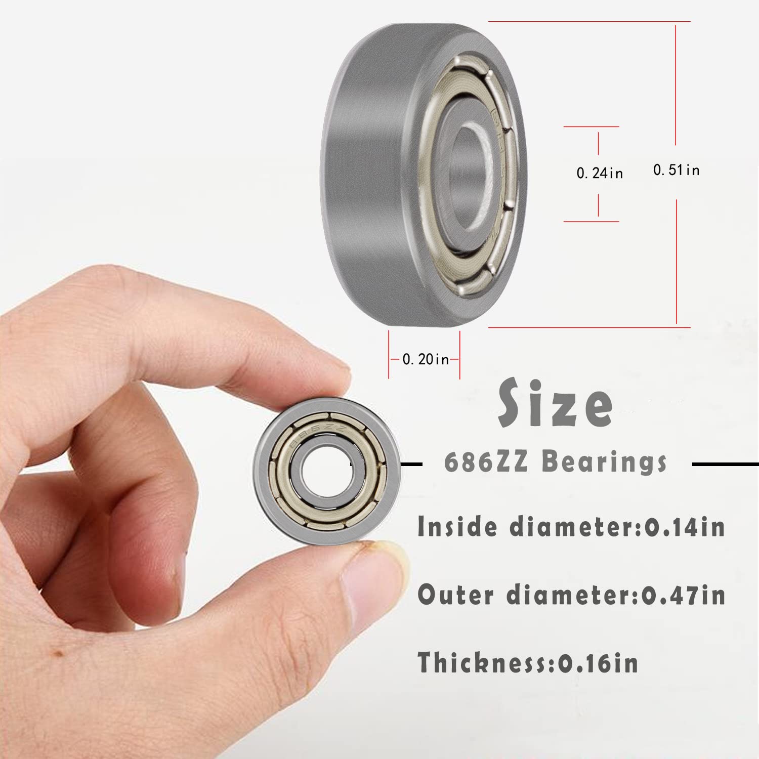 686ZZ Deep Groove Ball Bearings 6x13x5mm Double Shielded Chrome Steel P6 10pcs