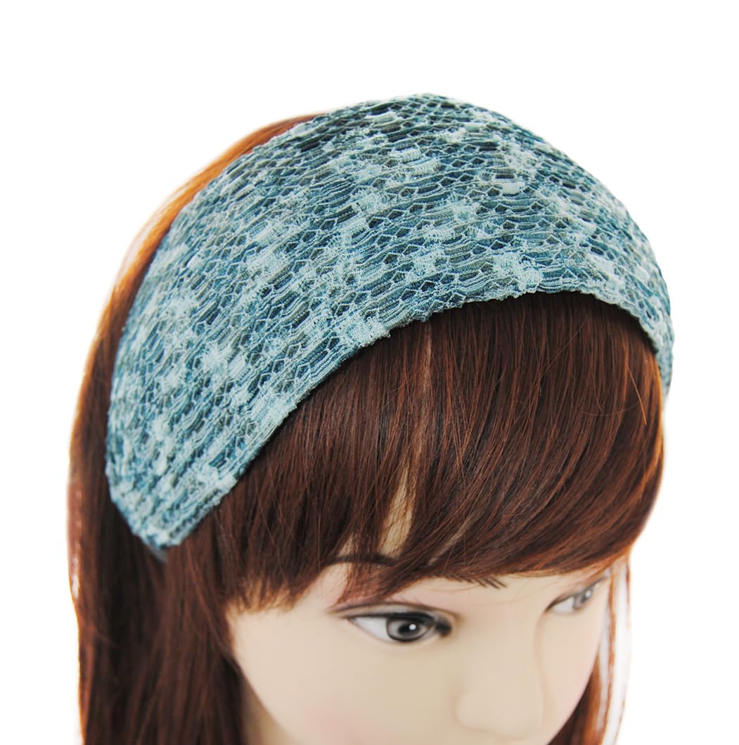axy Wide Headband - Women's Headband Vintage Beautiful Headband Hair Accessories HR32C (Blue) - Image 2