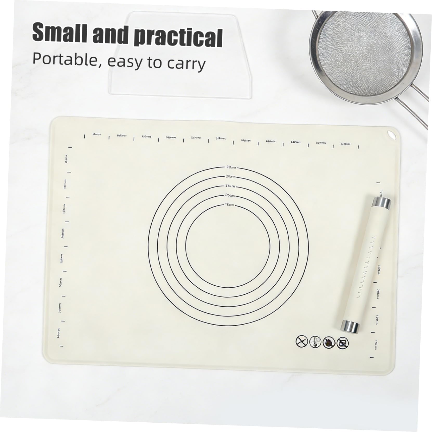 Set di Mattarello in Acciaio Inox e Tappetino in Silicone | Impasto, Biscotti e Pane, Design Antiscivolo Ispessito, Superficie Antiaderente