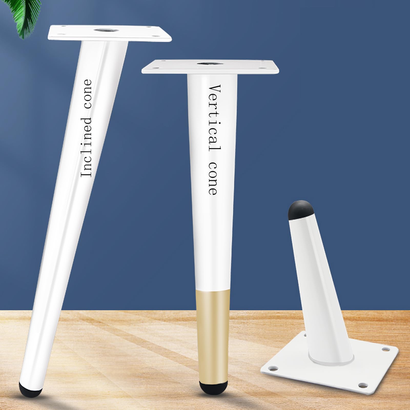Set 4 Gambe Tavolo Coniche In Metallo, Oro Nero, Altezza 65 Cm - Piedini Mobili Fai Da Te