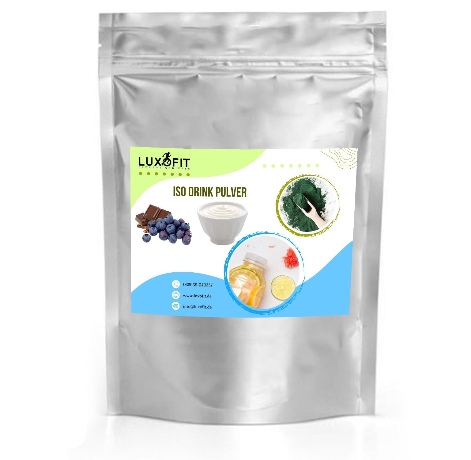 Luxofit Schoko Heidelbeer Joghurt Getränk isotonisch, Elektrolytgetränk, L-Carnitin, Erfrischungsgetränk, schnelle und einfache Zubereitung, Made in Germany (10 Kg)