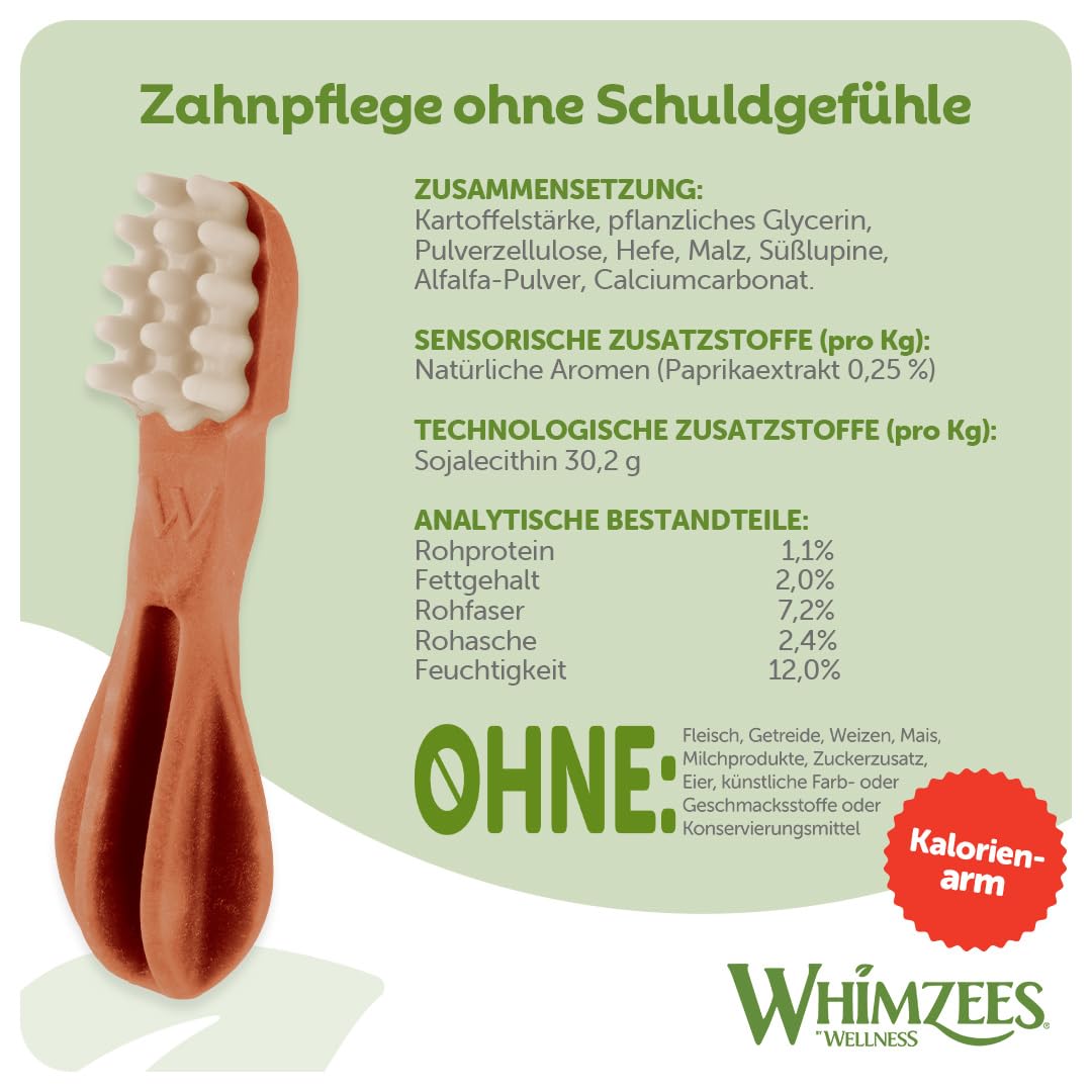 WHIMZEES Zahnbürste L, Monatspackung, 30 Stück – Größe L, Kaustangen für große Hunde zur Zahnpflege, Getreidefrei, Natürlich, ohne Zuckerzusatz