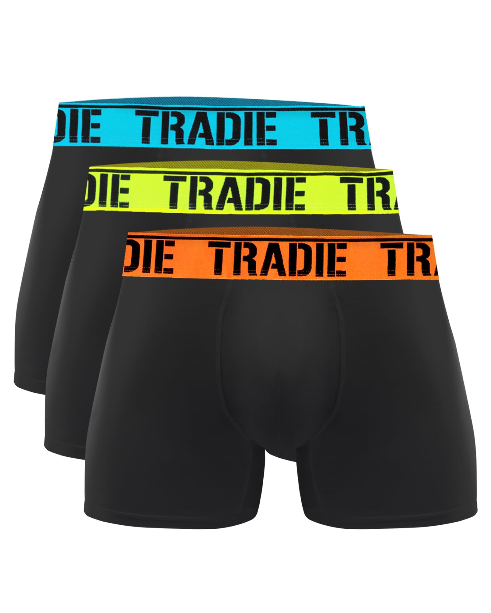 TRADIE Mens Cotton/Elastane Fitted Trunk 3-Pack, Fluro Brights, Small