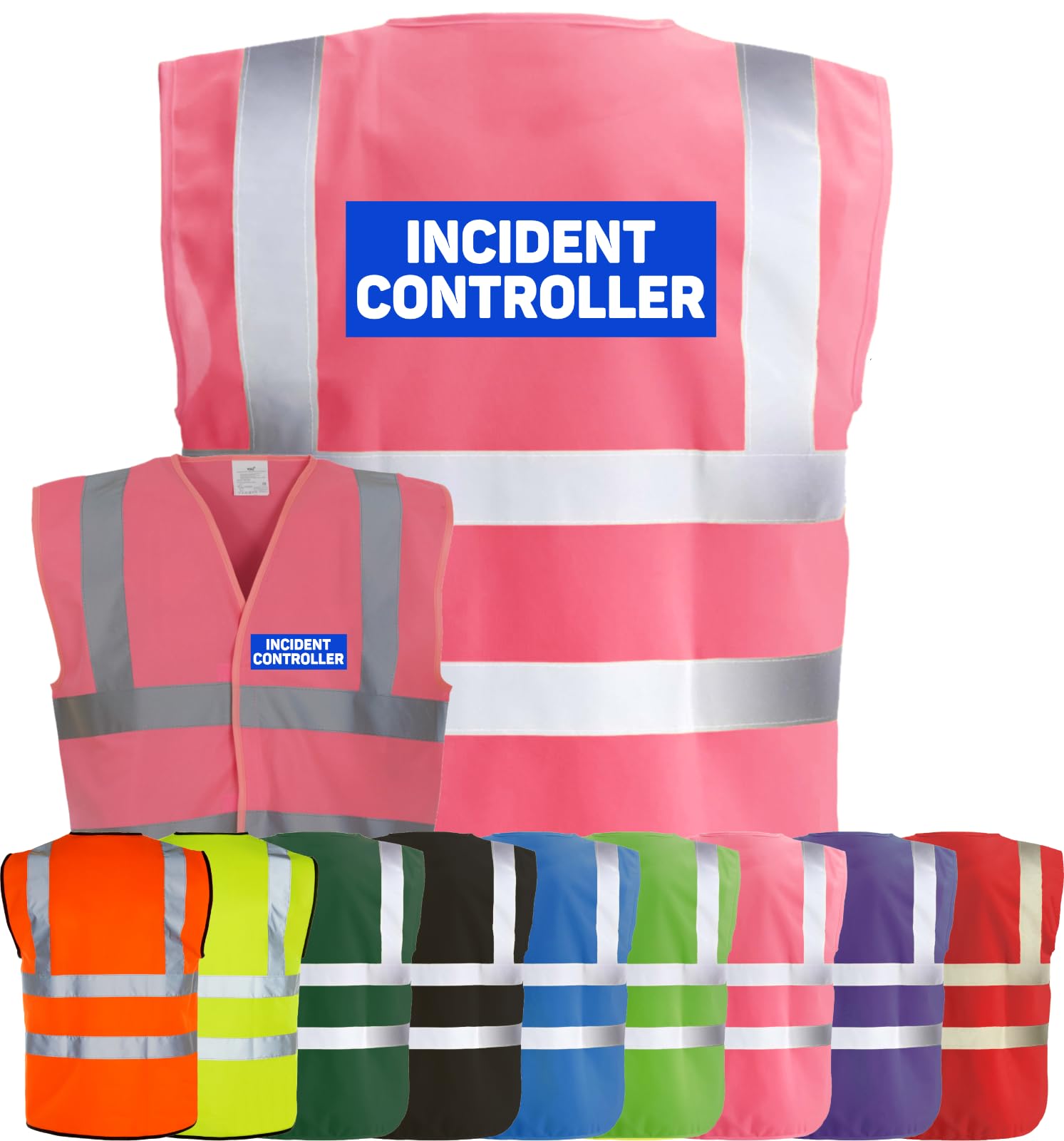 Corporate Togs INCIDENT CONTROLLER Printed High Visibility Waistcoat - Safety Vest Tabard, Health & Safety Compliant, 2 Band & brace Hi-Vis Strips | Personal Protective Equipment