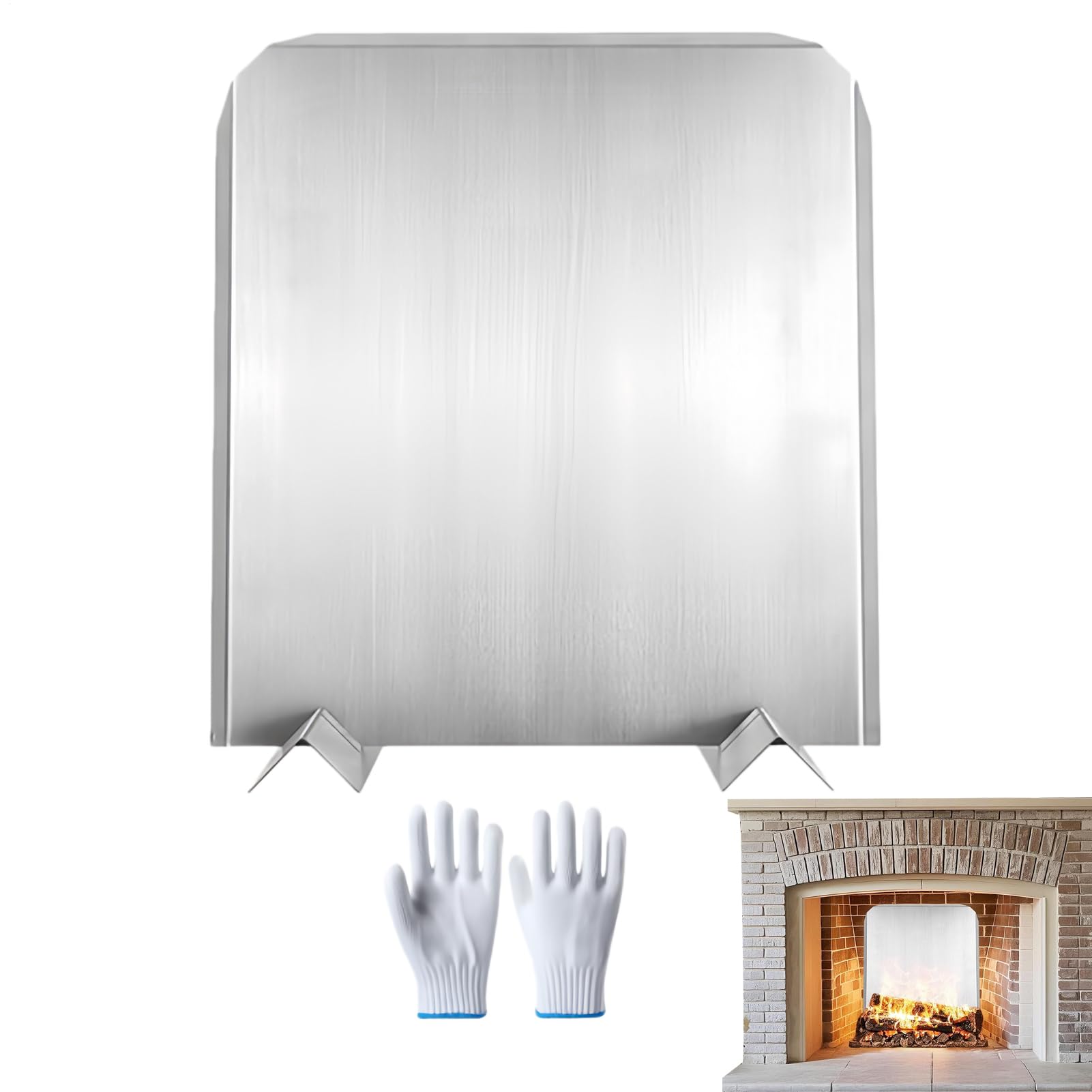 Placas De Protección para Chimenea con Patas 41x46 Cm Acero Inoxidable | Placas Reflectoras de Calor para Chimenea Para Hogar Apartamento Hotel Oficina Casa