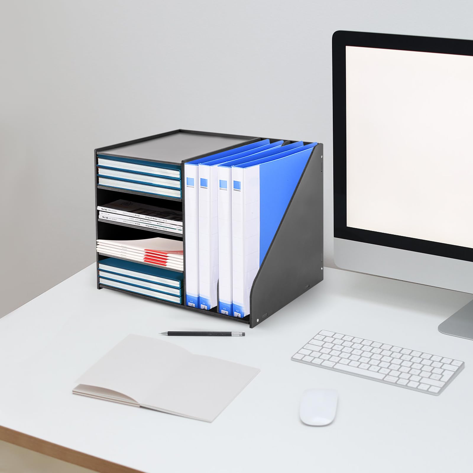 Aktenordner für den Schreibtisch – 5-stöckige Papier-Briefablage mit Aktenhalter, Schreibtisch-Organizer für Zubehör und Schreibtischzubehör
