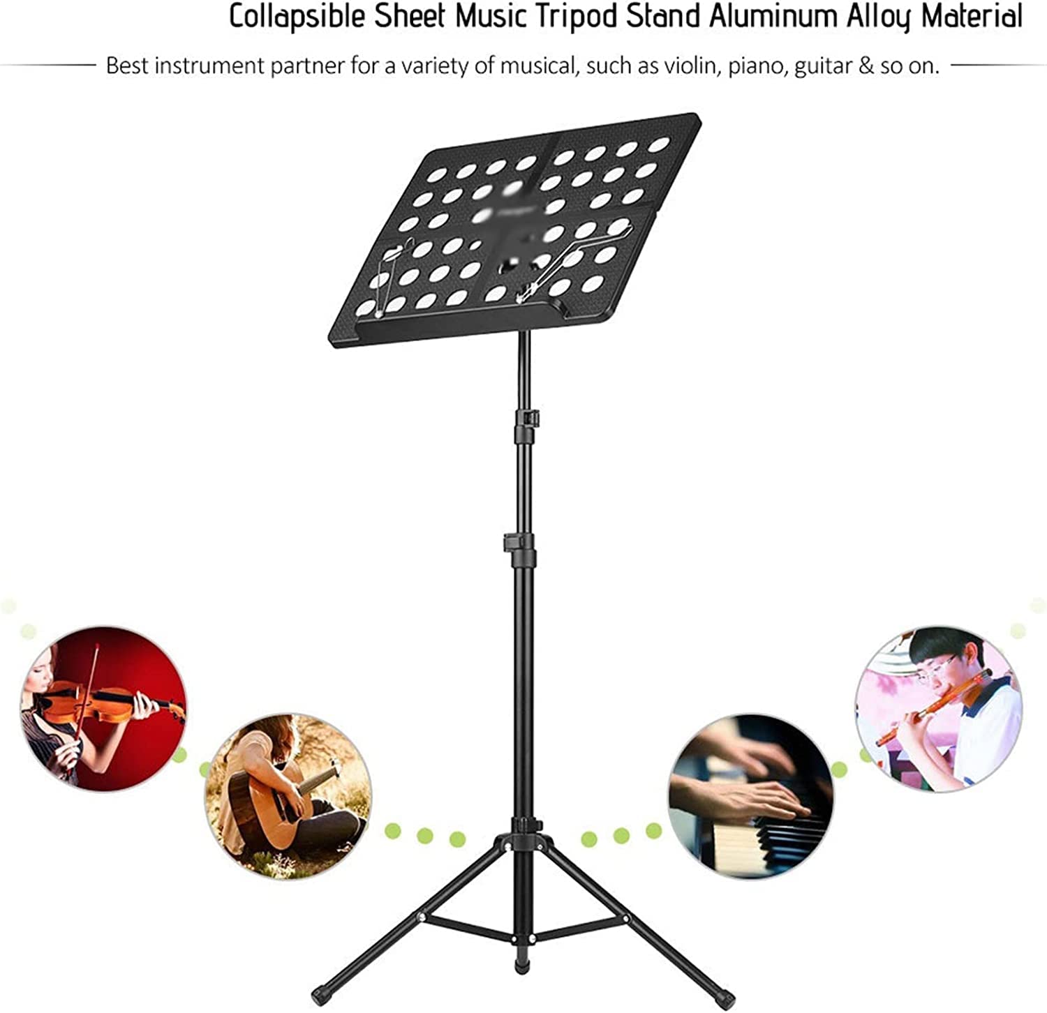 Leggio per spartiti, Supporto for spartiti Portatile in Lega di Alluminio, Supporto for spartiti for Chitarra Regolabile in Altezza