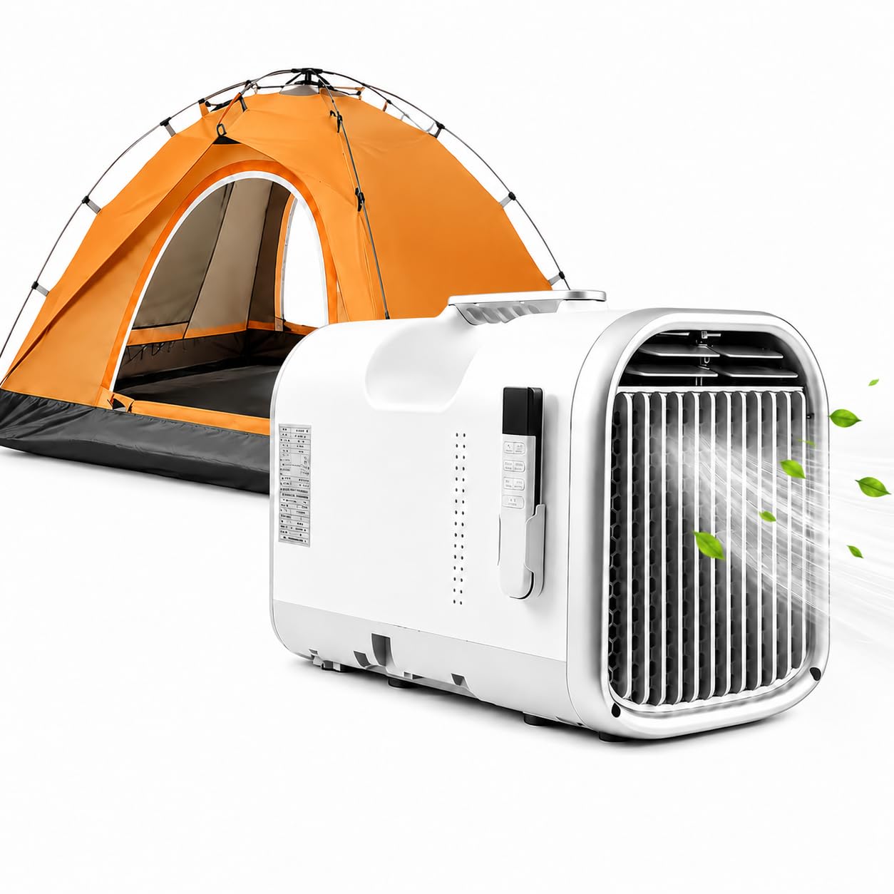 KPOUYYDS Compact Air Conditioner, Portable Camping AC 5100 BTU 110/220V 400W Low Power 4-in-1 Modes 42dB Quiet Auto-Evaporation 12H Timer Remote Control for Tent RV Van Outdoor Trips T1pro