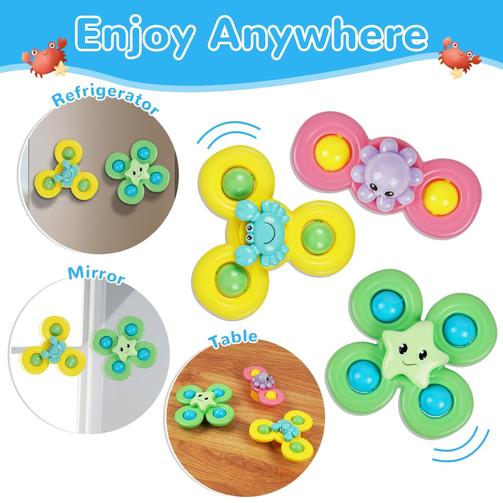 Fidget Toys - Zuignap Spinner Speelgoed - 3 Stuks - Fidget Spinner Speelgoed 3 Stuks Fidget Spinner Sensorisch Speelgoed Baby Badspeelgoed Speelgoed Badspinner Nieuw Kinderen