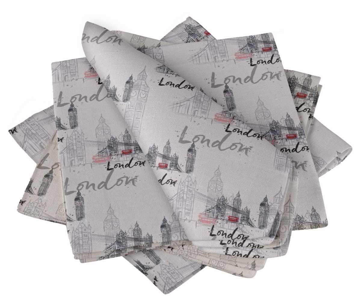 Serviettes lavables en lin S4Sassy finies les serviettes jetables lot de 6 gris Londres