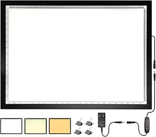 Diamond Painting Light Pad A2 with UL Adaptor,3 Colors Light Board for Drawing, Physical Buttons 9 Levels/Stepless Dimming, Super Bright 9000+ Lux Bright Pad for Tracing, Sketching, Weeding Vinyl