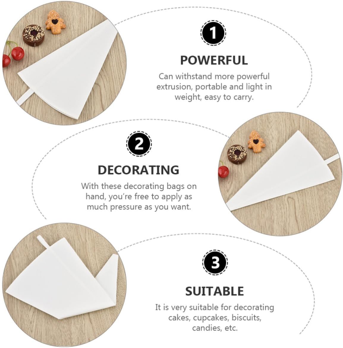 3pcs Reusable Cotton Canvas Piping Pastry Bag for Cake Decorating