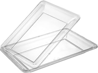 Plasticpro Plastic Serving Trays - Serving Platters Rectangle 10 X 14 Disposable Party Dish Crystal Clear Pack of 4