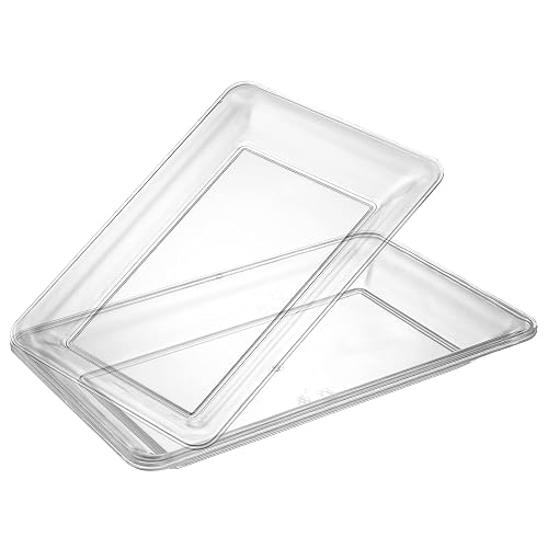Clear Plastic Serving Trays - Serving Platters Rectangle Pack of 4