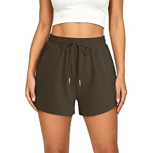 KISSMODA Women High Waist Drawstring Sweat Shorts Soft Elastic Pockets Workout Running Yoga Casual Summer Short Pants