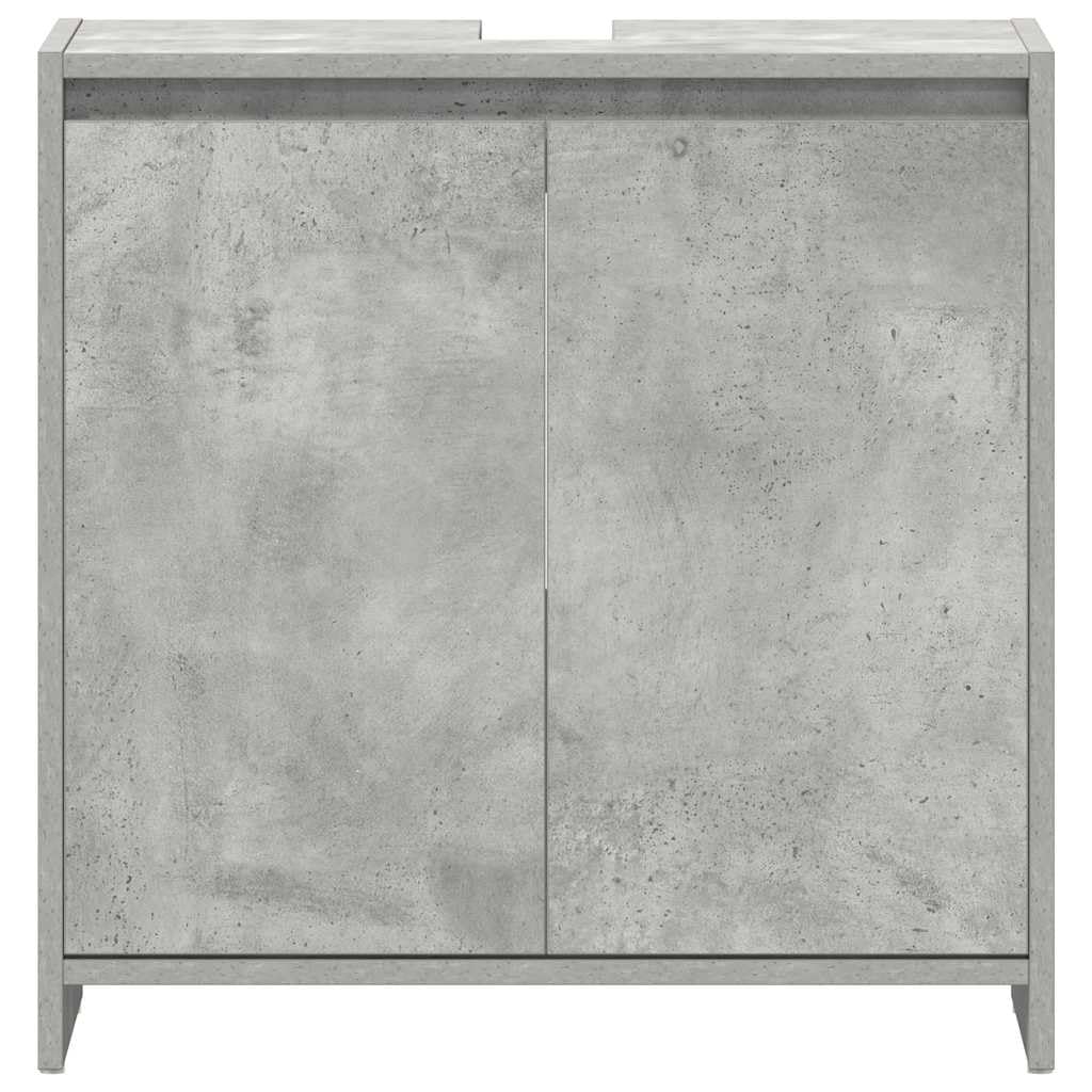 Mangloder Armoire de Salle de Bain Gris béton 60x33x61 cm en Bois d'ingénierie, Meuble de Rangement Pratique pour buanderie, Salle de Bain, Toilette, avec Portes et Compartiment