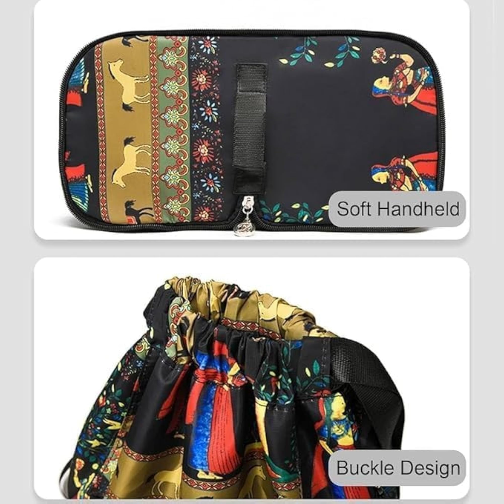 Printed Foldable Drawstring Backpack, Lightweight Travel Bag