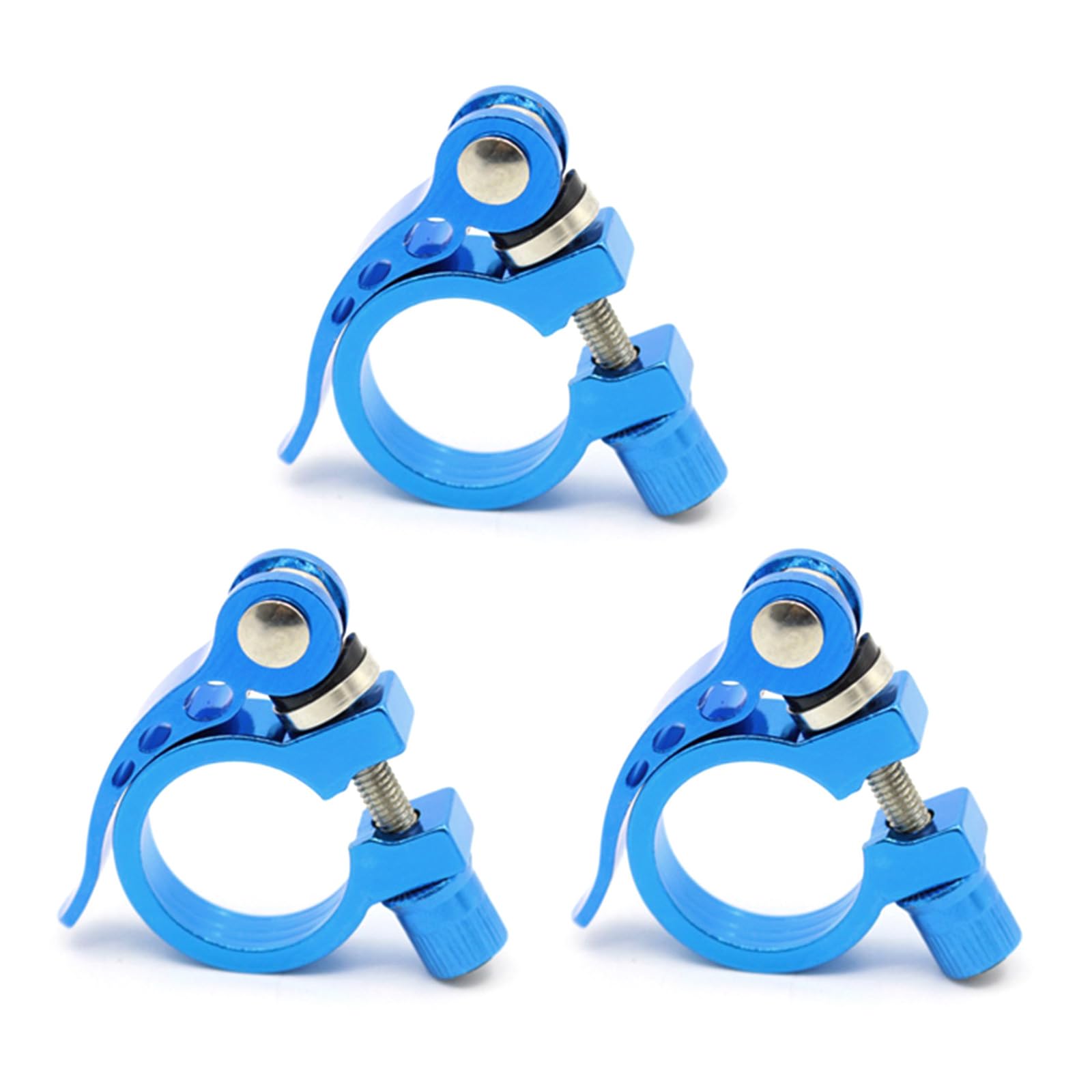 Yrohgkpn Blue 3Pcs Regulable Aluminum Bicycles Seats Clamps Robustness Bike Seats Post Clamps For Enhancing Cycling Quickly Release Seat Post