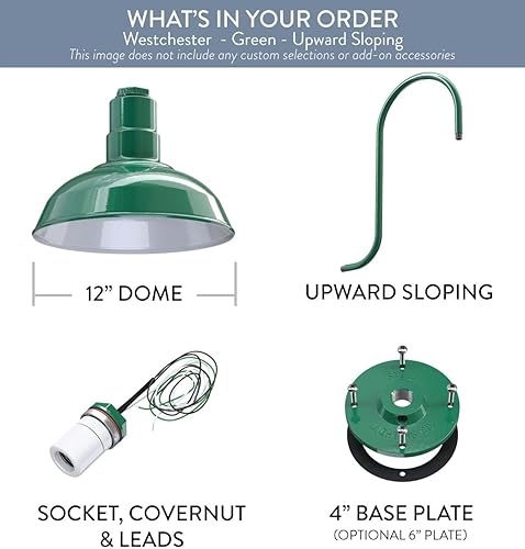 Miniatura 6 de Steel Lighting Co. Westchester - Luz de granero | Del atardecer al amanecer | Montada en la pared al aire libre | Cúpula de 12 pulgadas | Cuello de